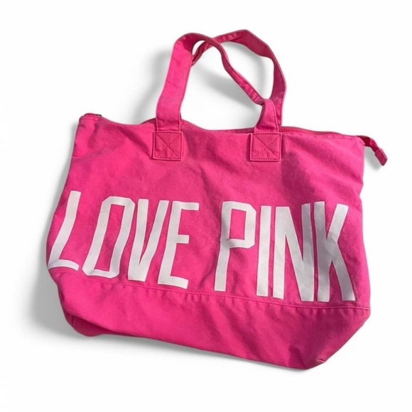 PINK Victoria's Secret Pink Tote Bag Love Pink Canvas - Picture 1 of 6